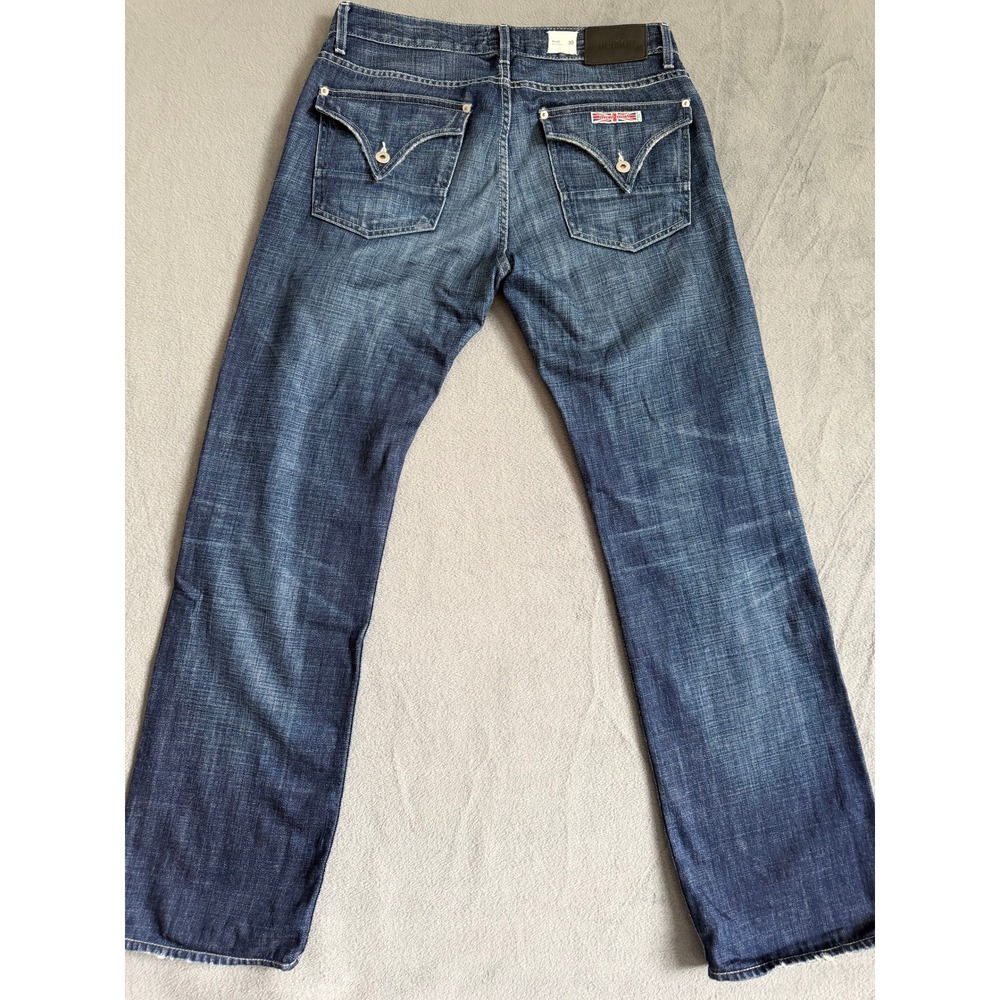 Hudson Wilde Relax Straight Jeans Blue Denim Button Fly Flap Pocket Size 30